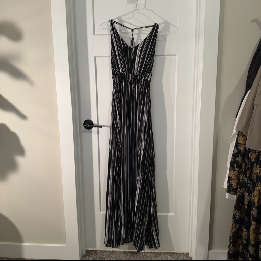 Maurices Black and White Striped Maxi Dress NWT